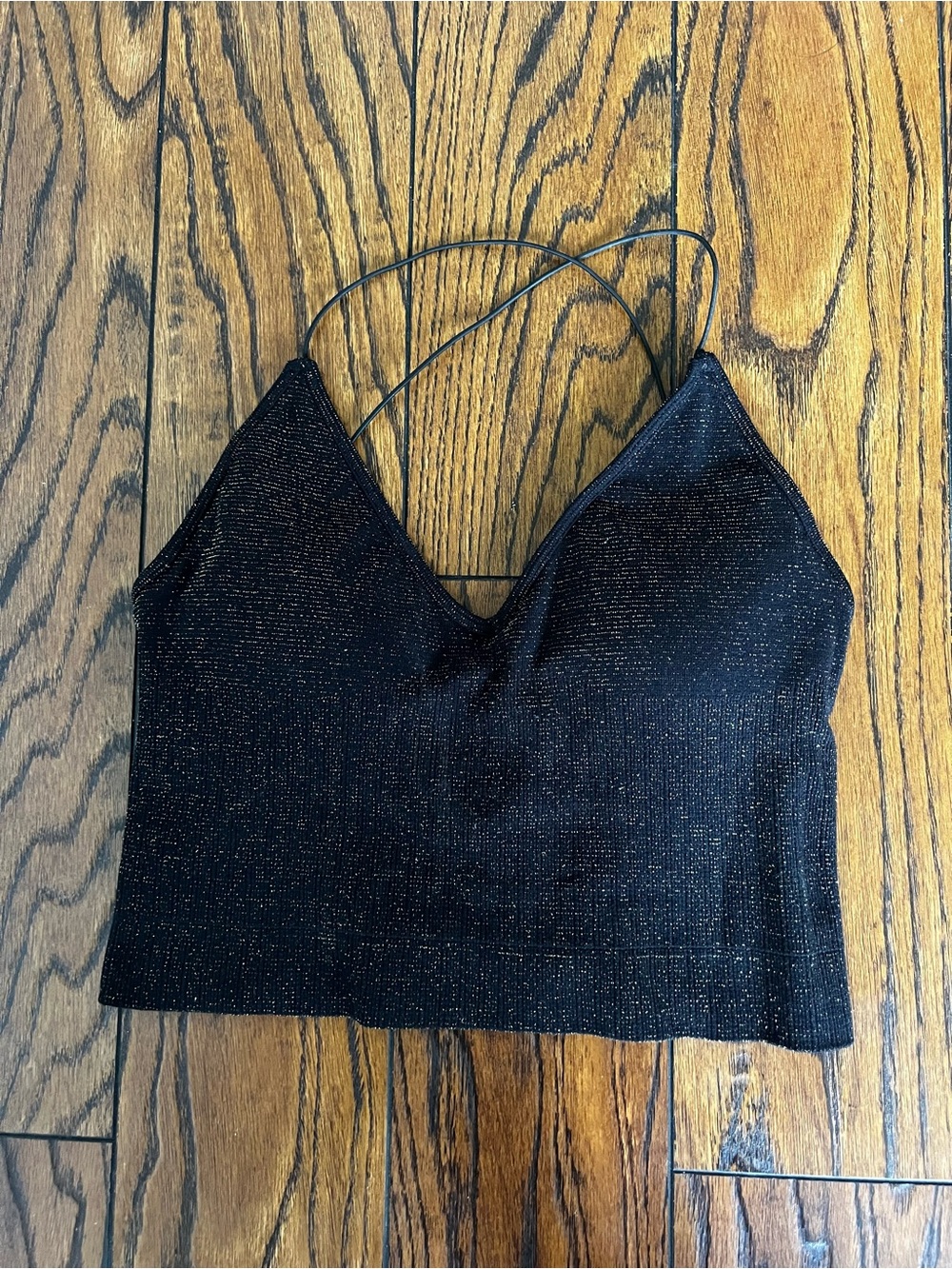 Jed North Black Metallic V-Neck Crop Cami